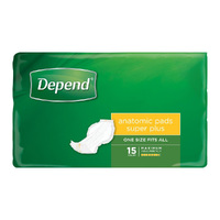 Depend Anatomic Pads Super Plus One Size Fits All 7D 65cm 3000mL (4x15) Carton of 60's