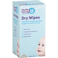 Baby U Dry Wipes Fragrance Free Pack of 100
