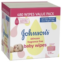 Johnson's Baby Skincare Wipes Unscented 6 x 80's