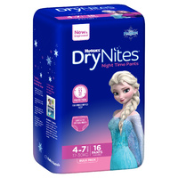 Huggies DryNites Girls Size: 4 - 7 Years (17 - 30kg) Pack of 16