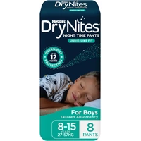 Huggies DryNites Boys Size: 8 - 15 Years (27 - 57kg) Carton of 3 x 8's