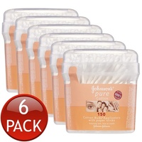 6 Pack Johnson's Pure Cotton Buds 150's