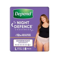 Depend RealFit For Women Night Defence Underwear Large  77-117kg Pack of 8's