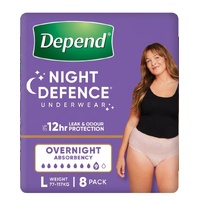 Depend Real Fit Night Defence Underwear Heavy Absorbency 9D Large (77-117kg) Pack of 8