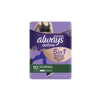 Always Discreet Active Pads 3D 5 in 1 Breathable Instant-dry Odour-lock Flexi-fit Soft Normal Pack 10's