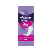 Always Discreet Liners Normal 3D 3 in 1 Odour control dryness & comfort Pack of 24's