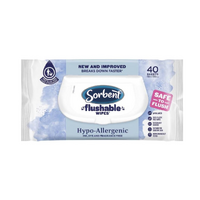 Sorbent Flushable Wipes Hypo-Allergenic 40 sheets