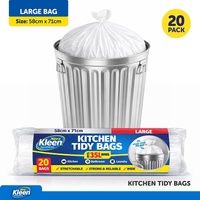Garbage Bags Kitchen Tidy – 35L White (58cm x 71cm) Pack of 20's
