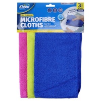 Xtra Kleen Microfibre All Purpose Cleaning Cloth, 30cm x 30cm, 3 Pack – Pink, Yellow, Blue