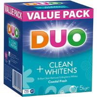 Duo Laundry Powder Front and Top Loader Cleans & Whitens Coastal Fresh 5KG