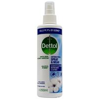 Dettol Antibacterial Spray & Wear Refreshens Clothes Fresh Cotton 250mL