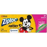 Ziploc Disney Mickey And Friends Plastic Snack Bags (16.5x8.2cm) 37 Bags