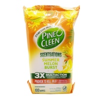 Pine O Cleen Disinfectant Wipes Household Grade Scentsations Summer Melon Burs Pack of 100