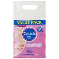 Curash Wipes Fragrance Free 3 x 80's 