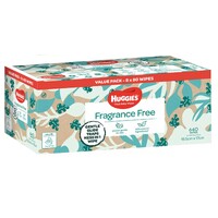 Huggies Wipes Unscented Refill Carton (8 x 80) 640's