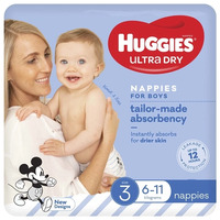 Huggies Ultra Dry Nappies For Boys Size 3 Crawler (6-11kg) Pack of 32's