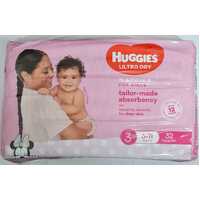 Huggies Ultra Dry Nappies For Girls  Size 3 Crawler (6-11kg) Pack of 32's