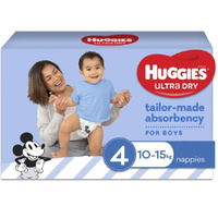 Huggies Ultra Dry Nappies Boy Toddler Size 4 (10-15kg) Pack of 26's