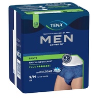 Tena Men Active Fit Plus Navy Small/Medium Incontinence Pants (75-105cm) Pack of 9's