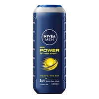 Nivea Men Shower Gel Power 3 In 1 24H Fresh Effect Invigorating Citrus Scent 500mL