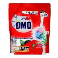 Omo 3-In-1 Laundry Capsules Fresh Eucalyptus Front & Top Loader Pack of 28's