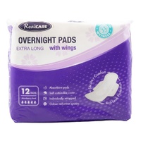 Real Care Overnight Pads Extra Long with Wings 5D Pack of 12's
