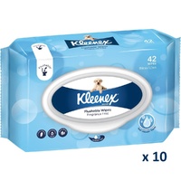 Kleenex Flushable Wipes Fragrance Free Carton 10 x 42's