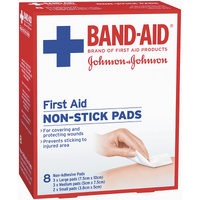 Band Aid First Aid Non-Stick Pads Pack of 8's