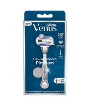 Gillette Venus Deluxe Smooth Platinum Razor 5 Diamond-Coated Blades 2 Cartridges