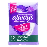 Always Discreet Pads for Sensitive Bladder Normal 3D Pack of 12's