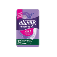 Always Discreet Pads for Sensitive Bladder Normal 3D 3 in 1 Odour control dryness & comfort Pack of 12's