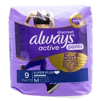 Always Discreet Pants Super Plus Size Medium 5-in-1 Protection Waist 70-100cm Pack of 9's