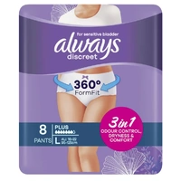 Always Discreet Underwear Pants 3 in 1 Plus Large 7D Pack of 8 