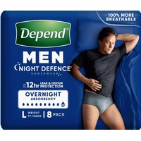 Depend Men Night Defence Underwear Overnight 10D Large (77-136kg) (3x8) Carton of 24