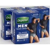 Depend Men Night Defence Underwear Overnight 10D Medium (52-86kg) (3x8) Carton of 24