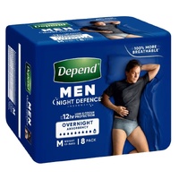 Depend Men Night Defence Underwear Overnight 10D Medium (52-86kg) Pack of 8