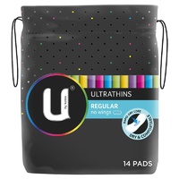 U by Kotex Ultrathin Regular Pads No Wings Pack of 14