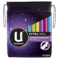 U by Kotex Extra Overnight Regular Pads with Wings (6x10) Carton of 60's