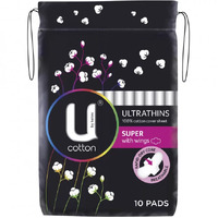U By Kotex Cotton Ultrathin Pads Super Pack of 10's