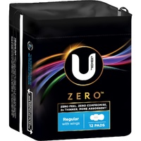 U by Kotex Zero Pads Regular With Wings Pack of 12's