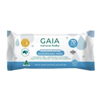 Gaia Biodegradable 99.5% Pure Water Wipes Pack of 70's