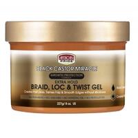 African Pride Black Castor Miracle Extra Hold Braid, Loc & Twist Gel 227g (8oz)