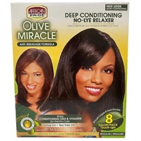 African Pride Olive Miracle Deep Conditioning No-Lye Relaxer - Regular Kit 8 Touch
