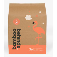 Bamboo Behinds Premium Eco Nappies Size 2 Infant 3-8KG (5x36) Carton of 180's