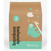 Bamboo Behinds Premium Eco Nappies Size 3 Crawler 6-10KG Pack of 32's
