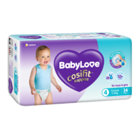 Baby Love Nappies Size 4 Toddler 9 - 14KG (3 x 34) 102's