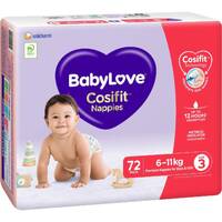 Baby Love Cosifit Nappies Size 3 Crawler (6-11kg) 72 Pack