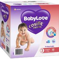 Baby Love Nappies Size 3 Crawler 6 - 11KG 81's