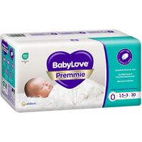 BabyLove Nappies Premmie 1.5 - 3KG (4x30) Carton of 120's