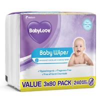 Baby Love Everyday Baby Wipes Carton of 3 Packs of 240's Soft Lid